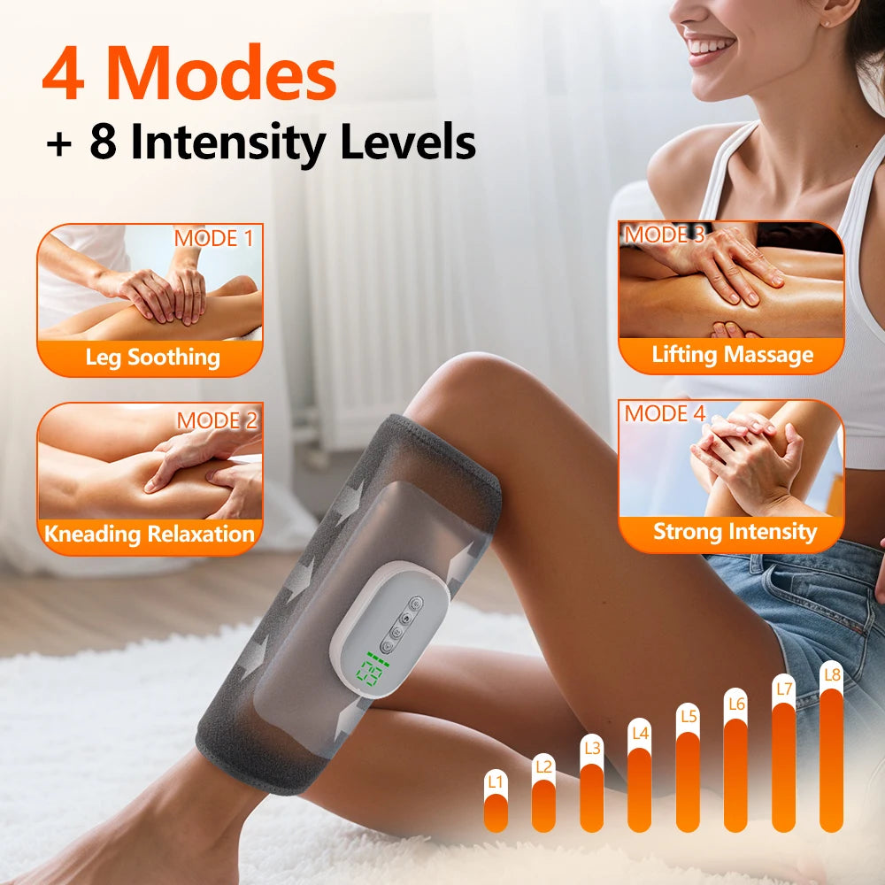 Electric Air Pressure Leg Support Calf Muscle Massager Machine 4 Airbag Hot Compress Device Multiple Modes Fatigue Relief Relax