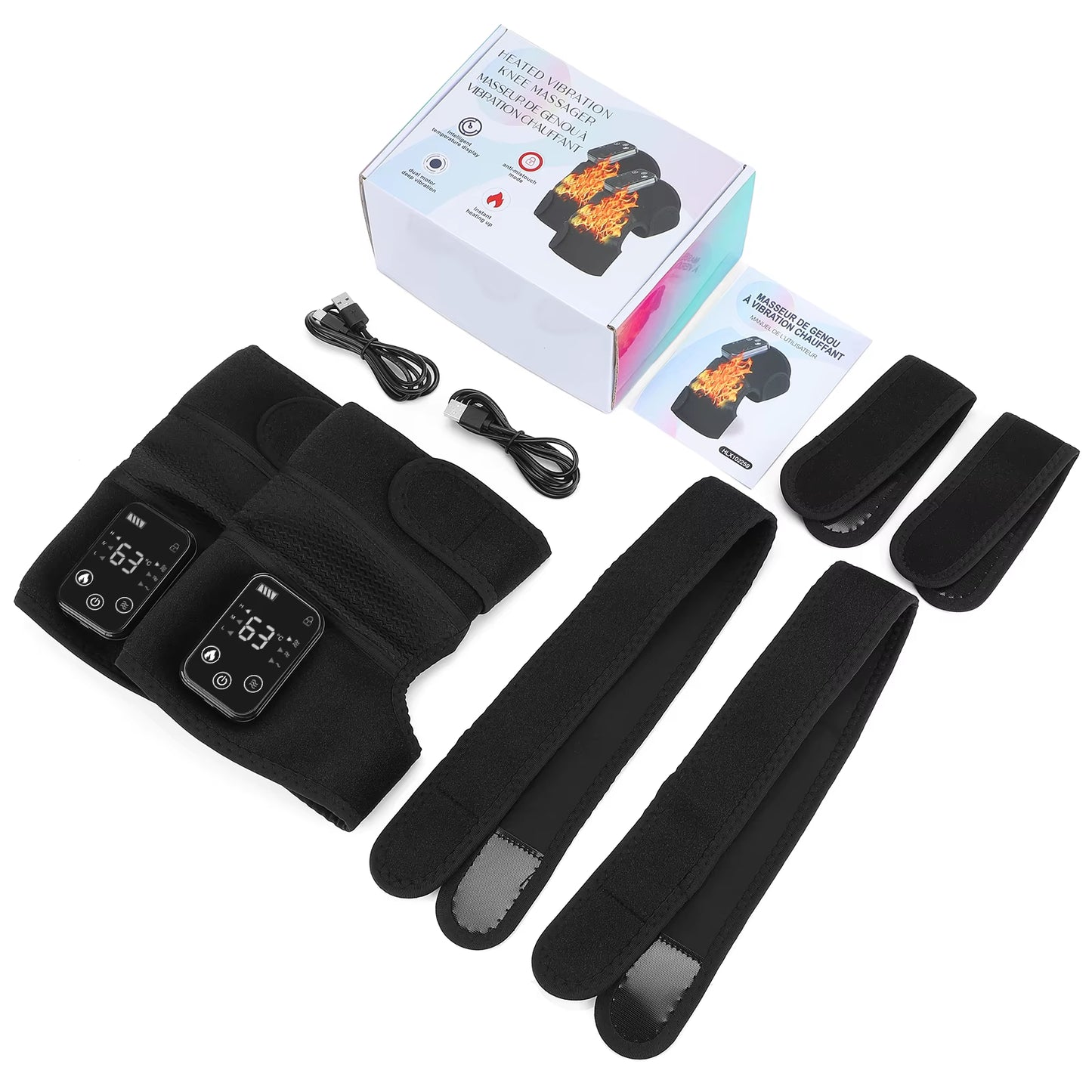 Thermal Knee Massager 3 in 1 Shoulder Knee Elbow Heating Massage Support Brace Rechargeable Vibration Pad Machine Muscle Relax