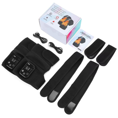 Thermal Knee Massager 3 in 1 Shoulder Knee Elbow Heating Massage Support Brace Rechargeable Vibration Pad Machine Muscle Relax