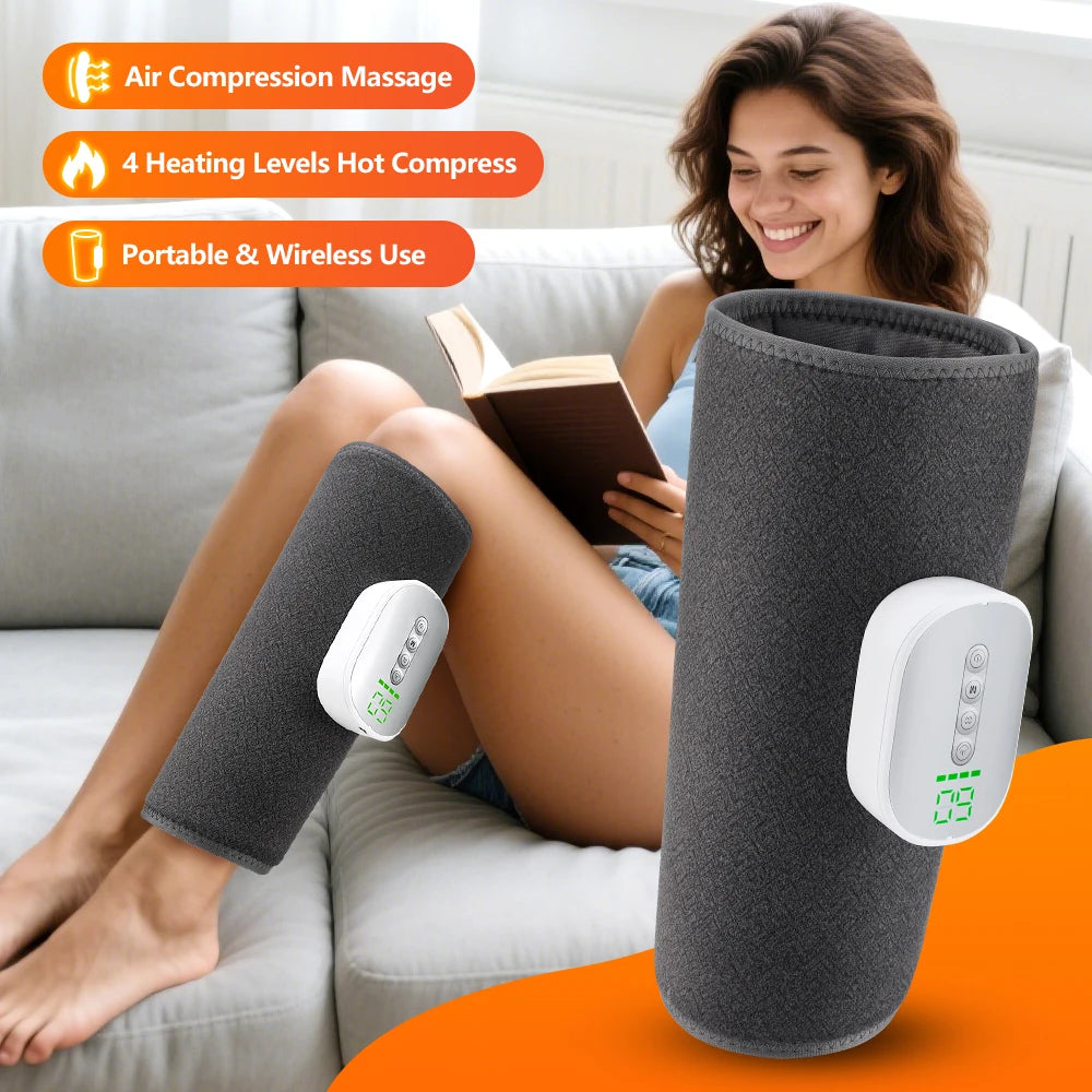 Electric Air Pressure Leg Support Calf Muscle Massager Machine 4 Airbag Hot Compress Device Multiple Modes Fatigue Relief Relax