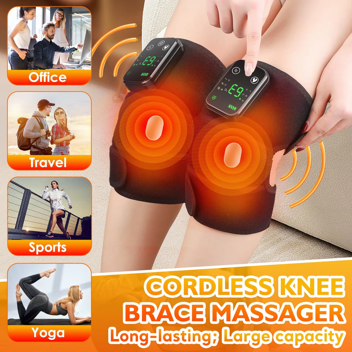 Thermal Knee Massager 3 in 1 Shoulder Knee Elbow Heating Massage Support Brace Rechargeable Vibration Pad Machine Muscle Relax