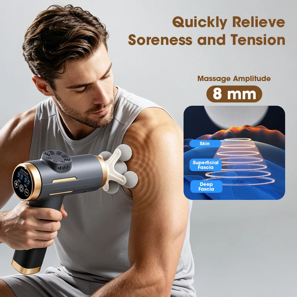 Fascial Massage Gun Portable Deep Tissue Percussion Massager Handheld for Body Back Neck Leg Pain Relief Fitness Muscle Relax