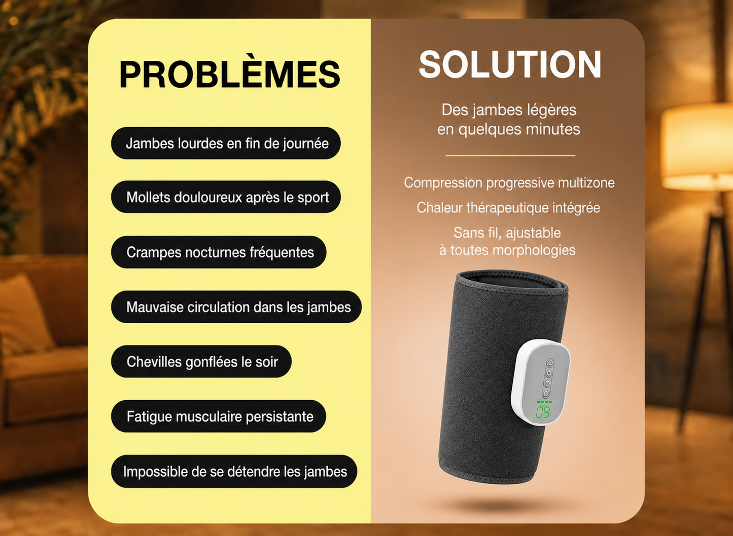 Masseur Chauffant pour Mollets & Jambes Kinovia™ — Compression & Chaleur
