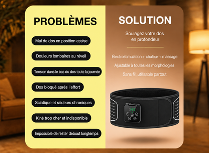 Ceinture Lombaire Chauffante Kinovia™ — Massage & Décompression du Dos