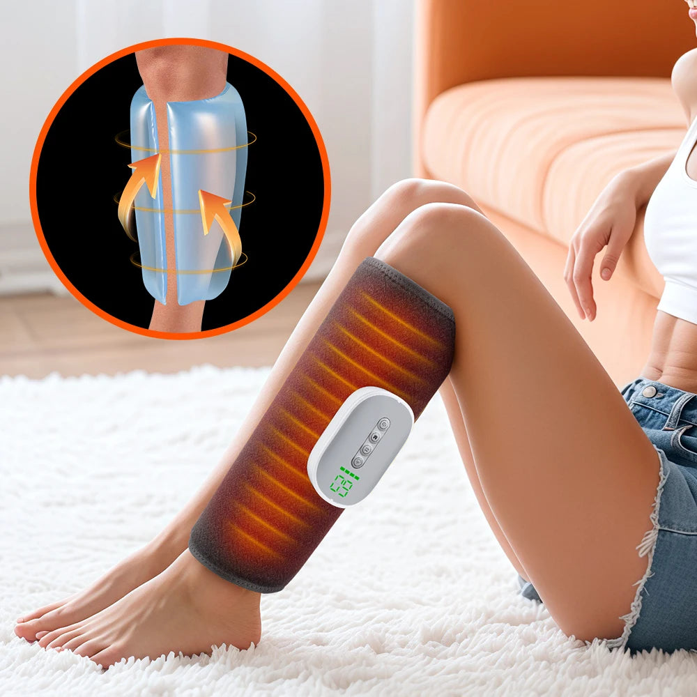 Electric Air Pressure Leg Support Calf Muscle Massager Machine 4 Airbag Hot Compress Device Multiple Modes Fatigue Relief Relax