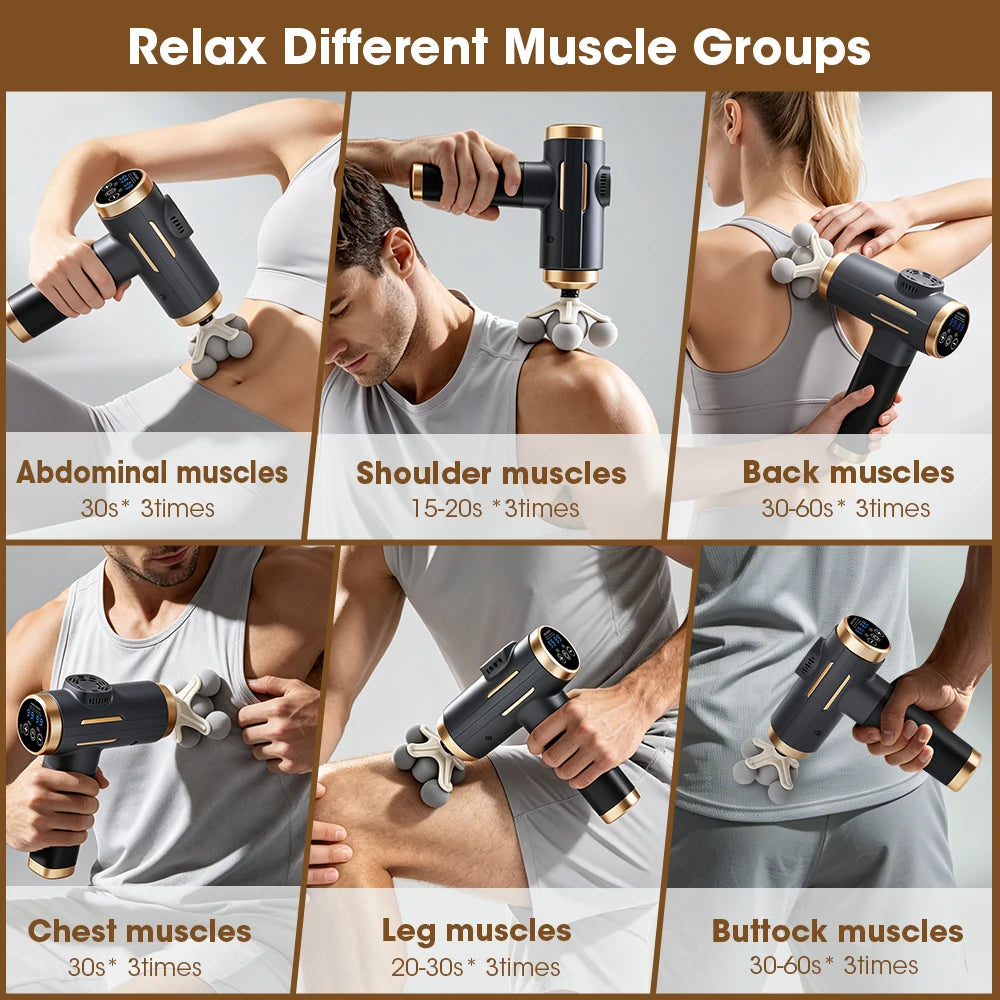 Fascial Massage Gun Portable Deep Tissue Percussion Massager Handheld for Body Back Neck Leg Pain Relief Fitness Muscle Relax
