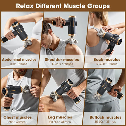 Fascial Massage Gun Portable Deep Tissue Percussion Massager Handheld for Body Back Neck Leg Pain Relief Fitness Muscle Relax