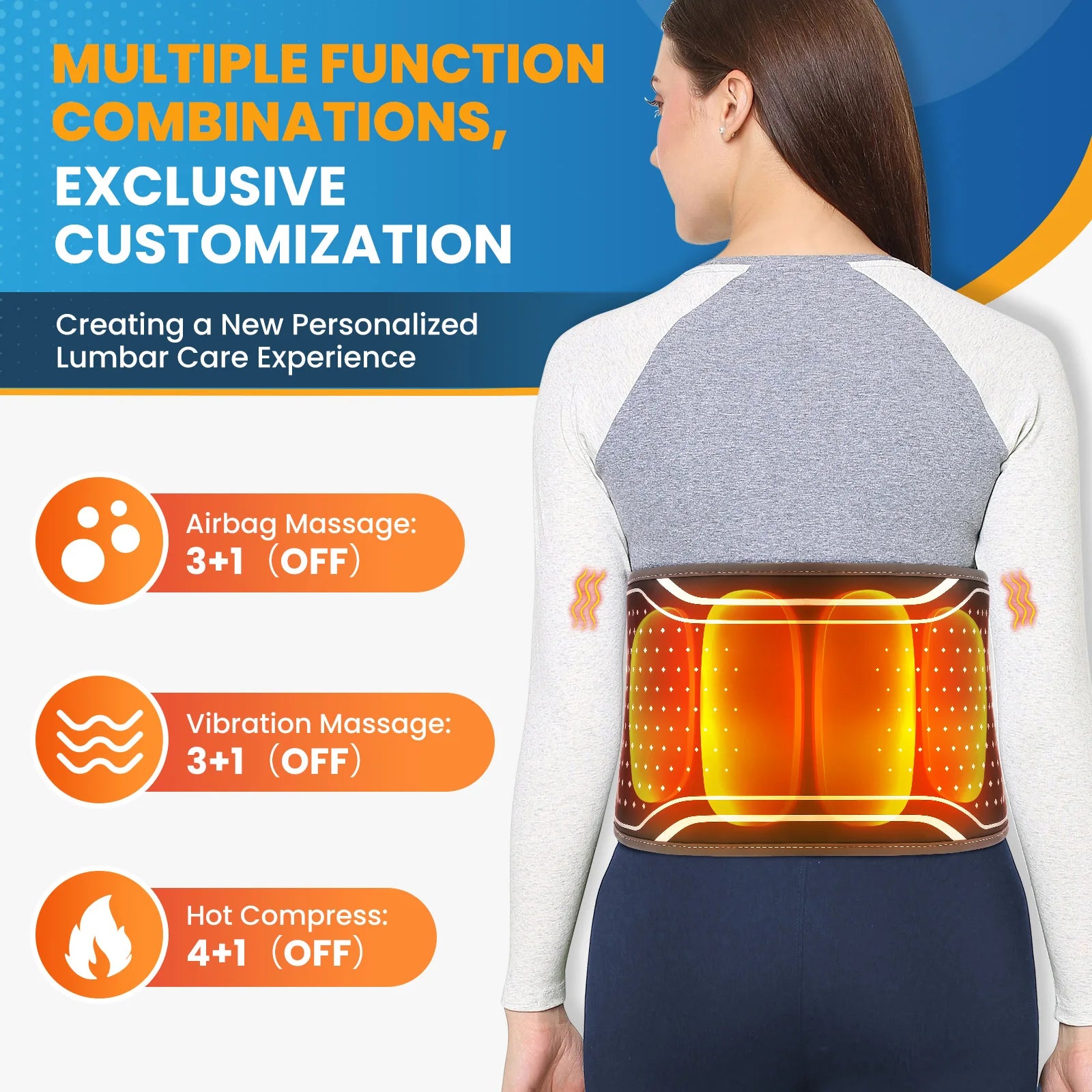 Electric Inflatable Air Pressure Belt New Upgrade Sideway Extrusion Lumbar Traction Waist Support Massager Relaxation