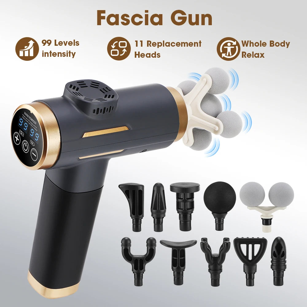 Fascial Massage Gun Portable Deep Tissue Percussion Massager Handheld for Body Back Neck Leg Pain Relief Fitness Muscle Relax