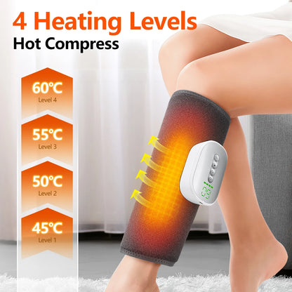 Electric Air Pressure Leg Support Calf Muscle Massager Machine 4 Airbag Hot Compress Device Multiple Modes Fatigue Relief Relax